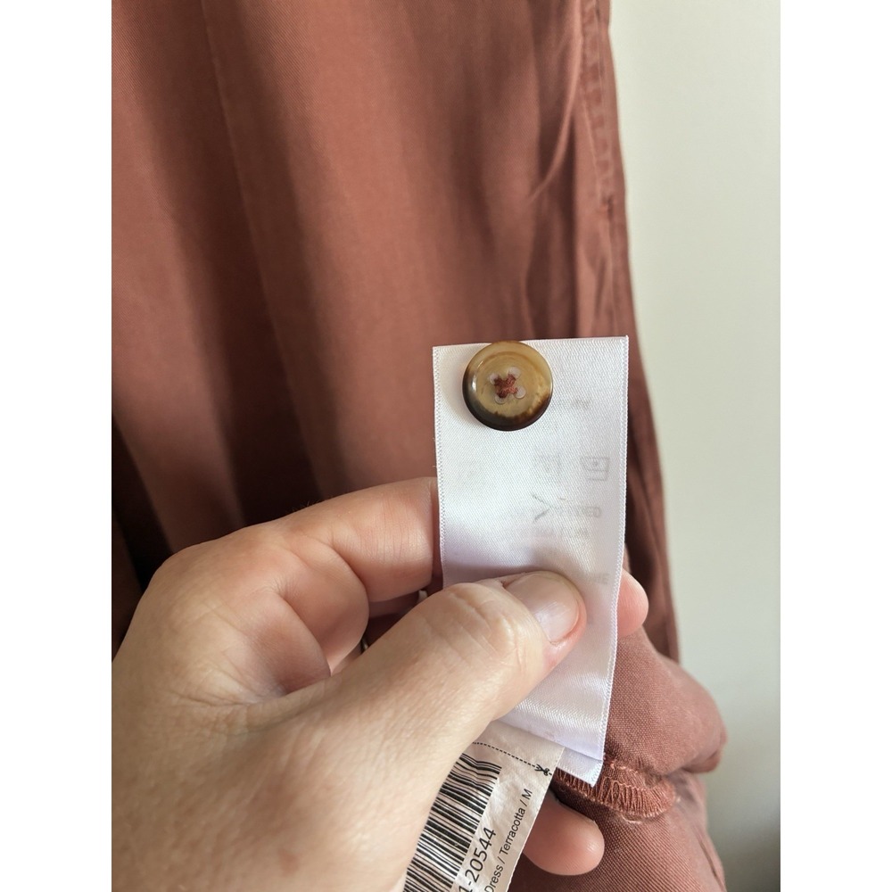 Quince Women's Long Button Down Dress Prairie Brown Neutral Medium Chic Boho - Picture 5 of 8
